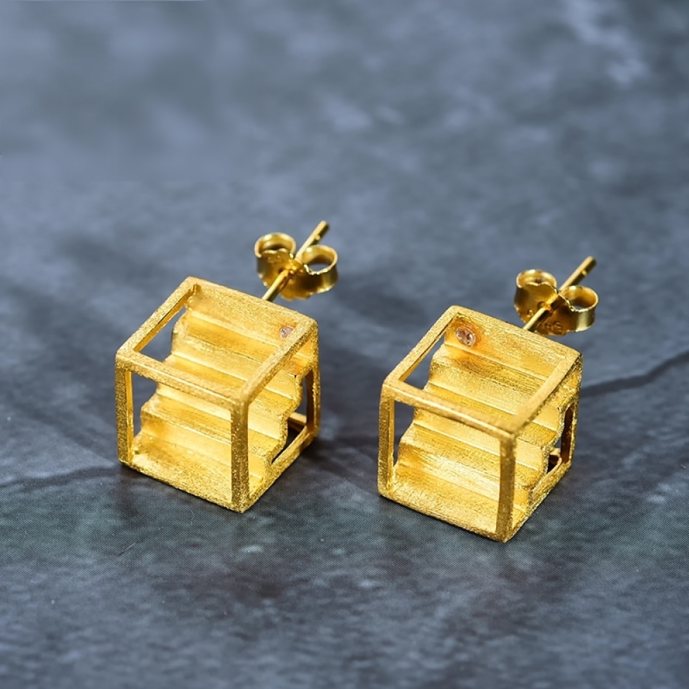 Architectural Creative Stairs Handmade Stud Earrings Handmade