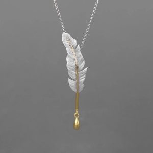 Vintage Feather Designer Handmade Pendant Necklace