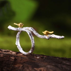 Bird on Branch Handmade Ring