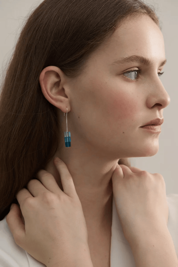 Square Crystal Summer Rain Handmade Drop Earrings - Image 8