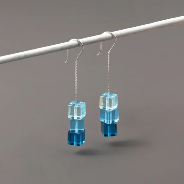 Square Crystal Summer Rain Handmade Drop Earrings