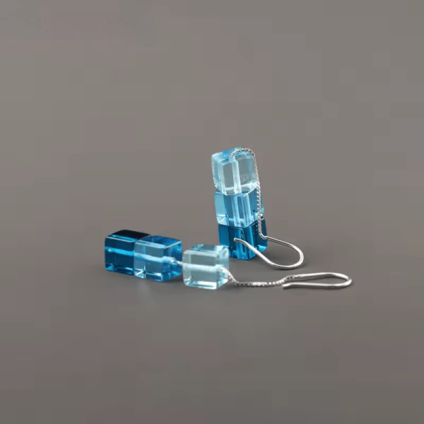 Square Crystal Summer Rain Handmade Drop Earrings - Image 5