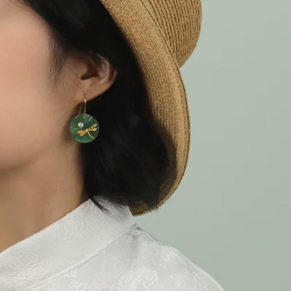 Dragonfly Aventurine Silver Dangle Earrings - Image 3